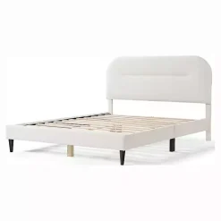 Outlet Kirklands Home Boucle Upholstered Sara Queen Bed White
