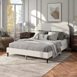 Outlet Kirklands Home Boucle Upholstered Sara Queen Bed White