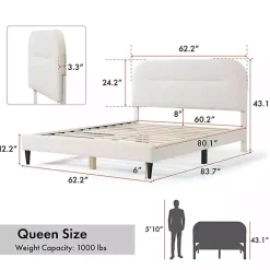 Outlet Kirklands Home Boucle Upholstered Sara Queen Bed White