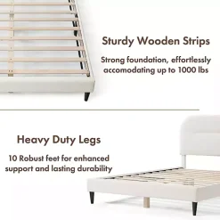 Outlet Kirklands Home Boucle Upholstered Sara Queen Bed White