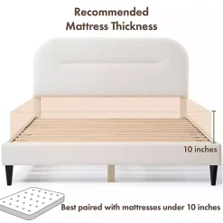 Outlet Kirklands Home Boucle Upholstered Sara Queen Bed White