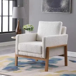 Best Kirklands Home Boucle Wood Frame Accent Chair White