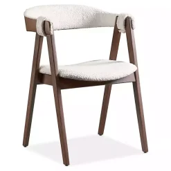 Kirklands Home Boucle Wood Penny Dining Chairs, Set of 2 White