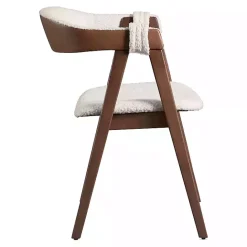 Kirklands Home Boucle Wood Penny Dining Chairs, Set of 2 White