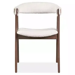 Kirklands Home Boucle Wood Penny Dining Chairs, Set of 2 White