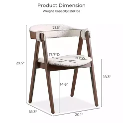 Kirklands Home Boucle Wood Penny Dining Chairs, Set of 2 White