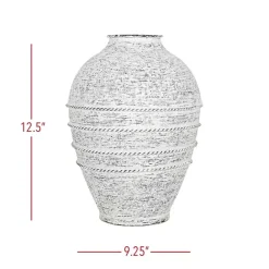 Discount Kirklands Home White Braided Stripe Metal Vase