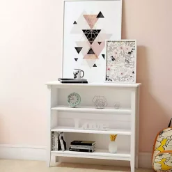 Discount Kirklands Home Brazilian Pine Wood Short Bookshelf White