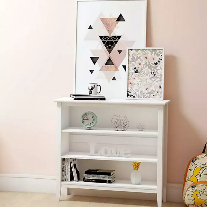 Discount Kirklands Home Brazilian Pine Wood Short Bookshelf White