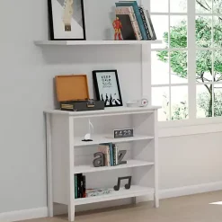 Discount Kirklands Home Brazilian Pine Wood Short Bookshelf White