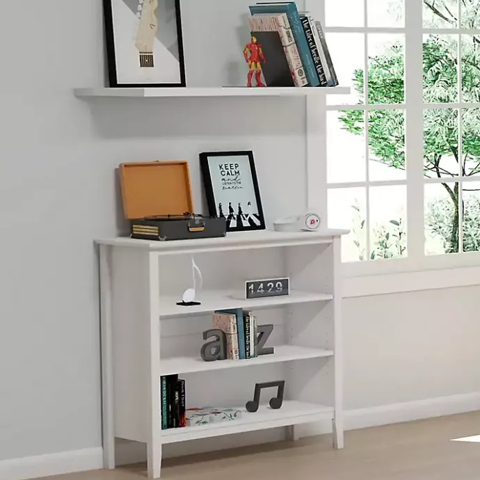 Discount Kirklands Home Brazilian Pine Wood Short Bookshelf White