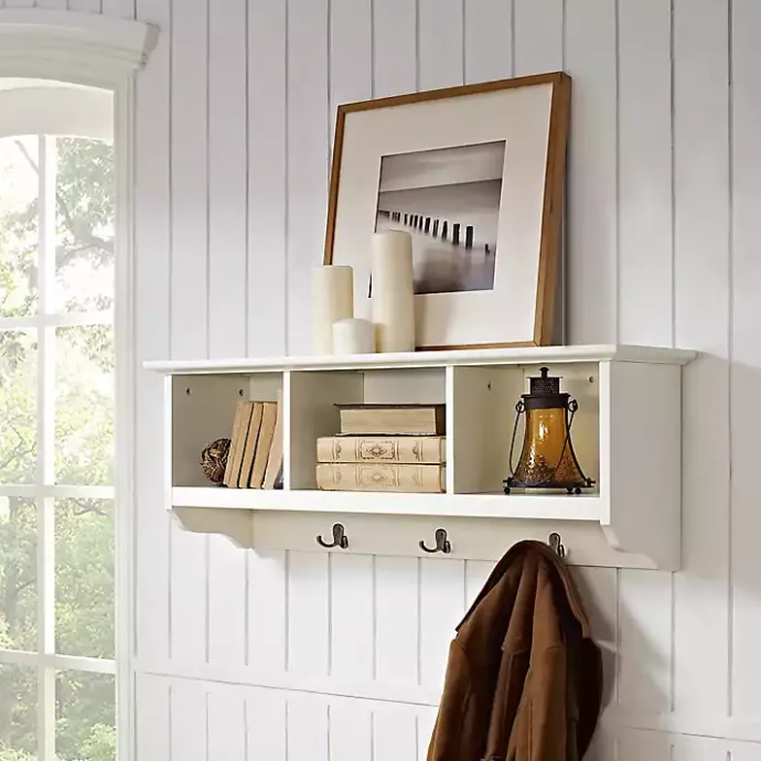 Best Kirklands Home White Brenna Storage Shelf with Hooks