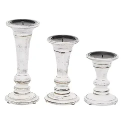 Online Kirklands Home White Brushstroke 3-pc. Pillar Candle Holder Set