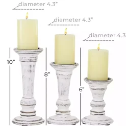 Online Kirklands Home White Brushstroke 3-pc. Pillar Candle Holder Set
