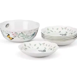 New Kirklands Home White Butterfly Meadow 7-pc. Bowl Set