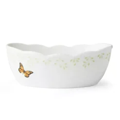 Discount Kirklands Home White Butterfly Meadow Porcelain Bread Basket