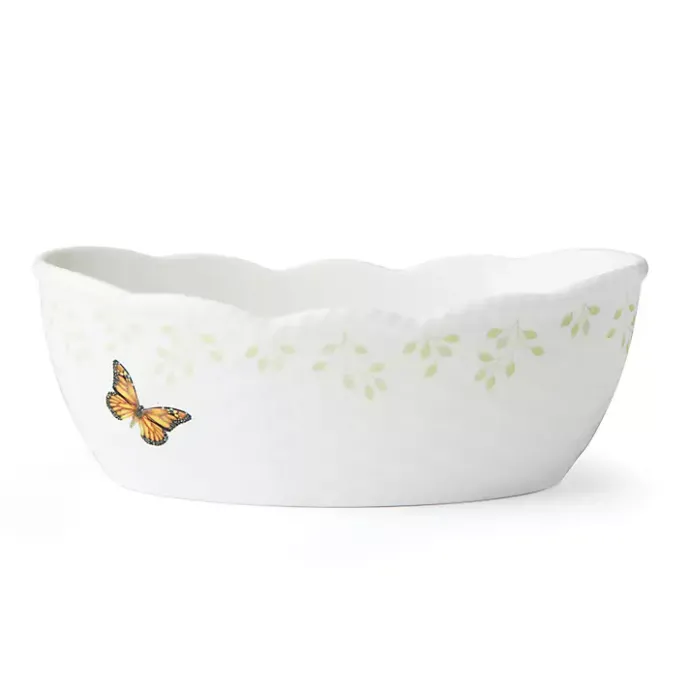 Discount Kirklands Home White Butterfly Meadow Porcelain Bread Basket