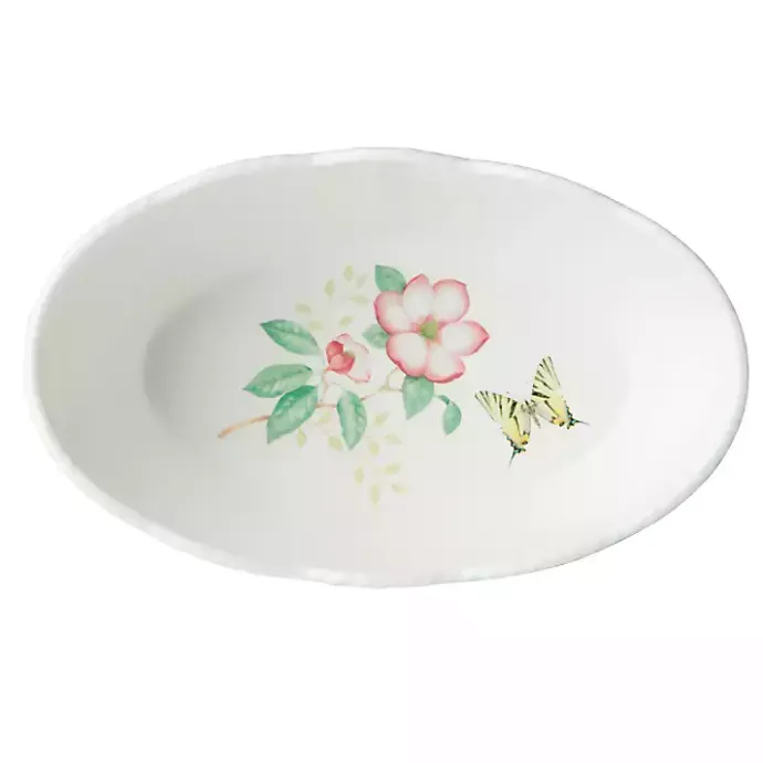 Discount Kirklands Home White Butterfly Meadow Porcelain Bread Basket