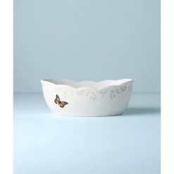 Discount Kirklands Home White Butterfly Meadow Porcelain Bread Basket