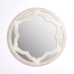 Online Kirklands Home White Carved Petal Wall Mirror