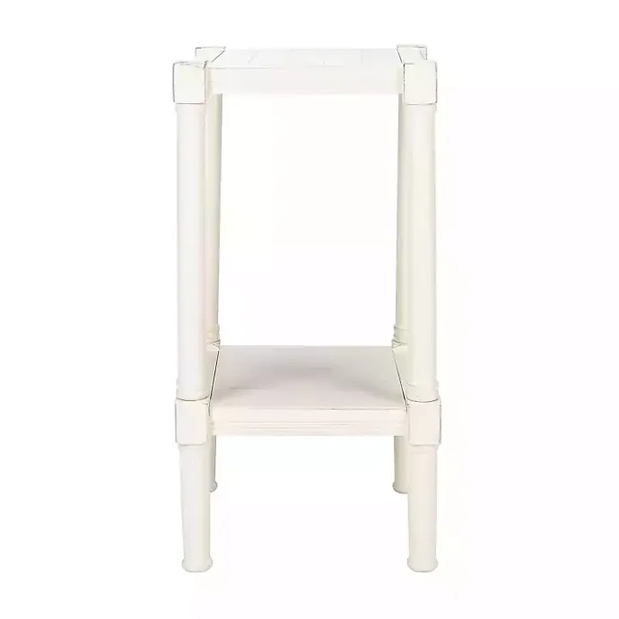 New Kirklands Home Carved Pinewood Farmhouse Accent Table White