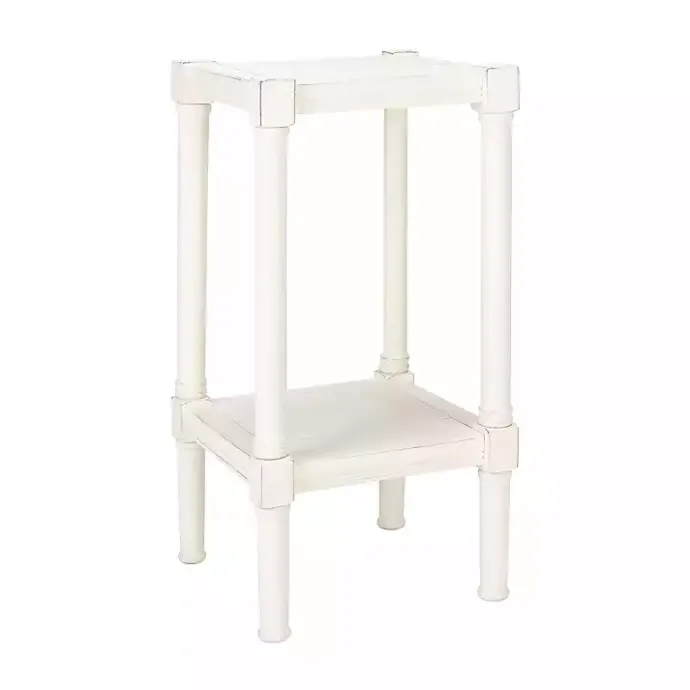 New Kirklands Home Carved Pinewood Farmhouse Accent Table White