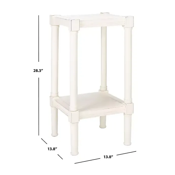 New Kirklands Home Carved Pinewood Farmhouse Accent Table White