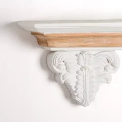 Outlet Kirklands Home White Carved Wood Floating Wall Shelf