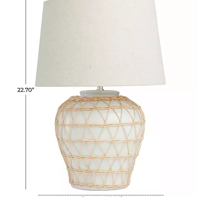 Clearance Kirklands Home Ceramic and Jute Woven Table Lamp White