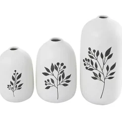 Best Kirklands Home White Ceramic Berry and Fern Vases, Set of 3
