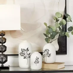 Best Kirklands Home White Ceramic Berry and Fern Vases, Set of 3