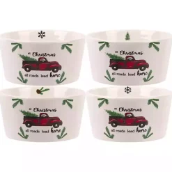 Outlet Kirklands Home White Ceramic Christmas Ramekins, Set of 4