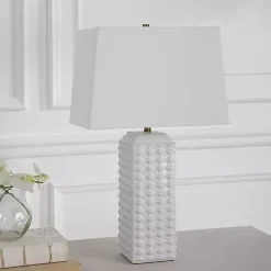 Clearance Kirklands Home Ceramic Diamond Textured Table Lamp White