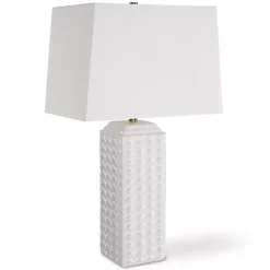 Clearance Kirklands Home Ceramic Diamond Textured Table Lamp White