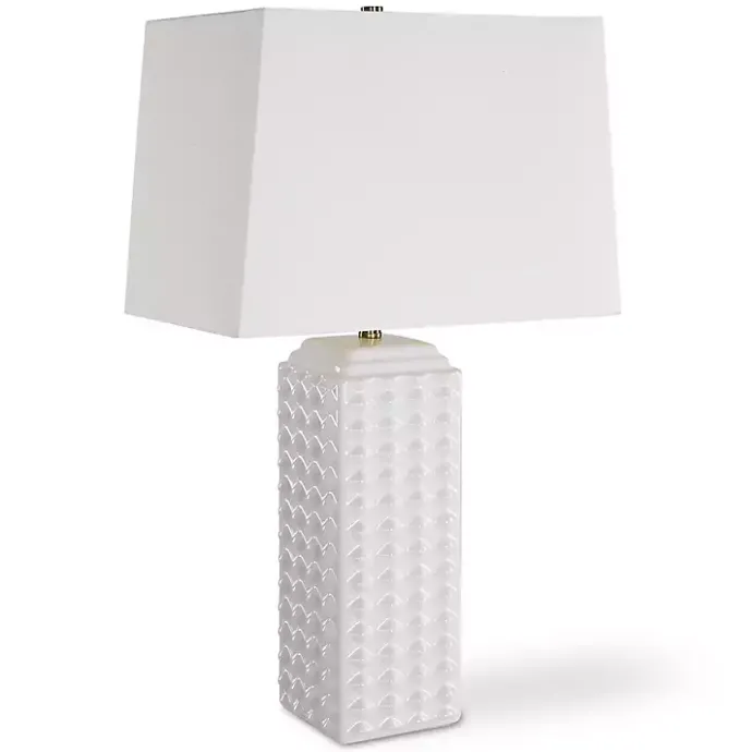 Clearance Kirklands Home Ceramic Diamond Textured Table Lamp White