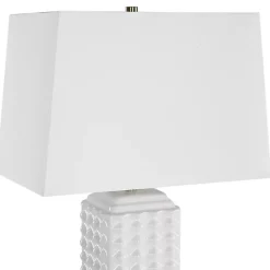 Clearance Kirklands Home Ceramic Diamond Textured Table Lamp White