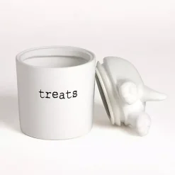 New Kirklands Home Ceramic Dog Treat Canister White