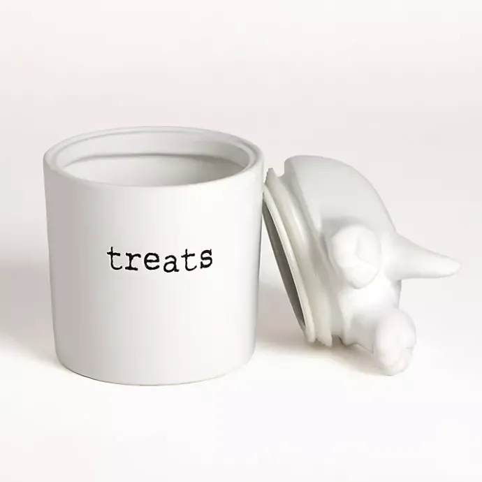New Kirklands Home Ceramic Dog Treat Canister White