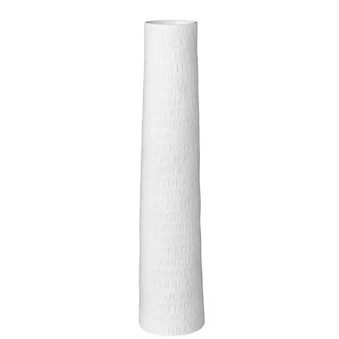 Clearance Kirklands Home Ceramic Flower Names Embossed Vase, 9 in. White