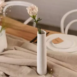 Clearance Kirklands Home Ceramic Flower Names Embossed Vase, 9 in. White