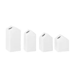 Discount Kirklands Home Ceramic House Shaped Vases, Set of 4 White