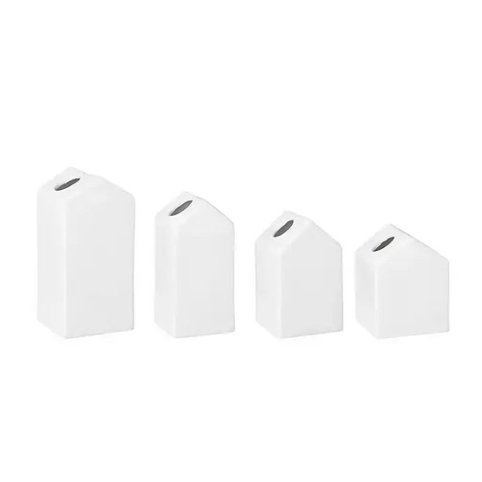Discount Kirklands Home Ceramic House Shaped Vases, Set of 4 White