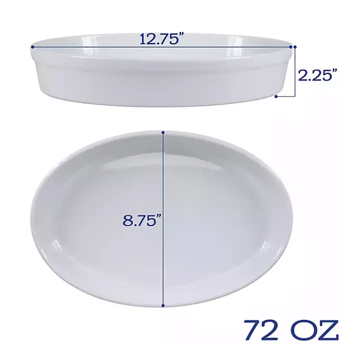 Kirklands Home Ceramic Oval Bakers, Set of 2 White