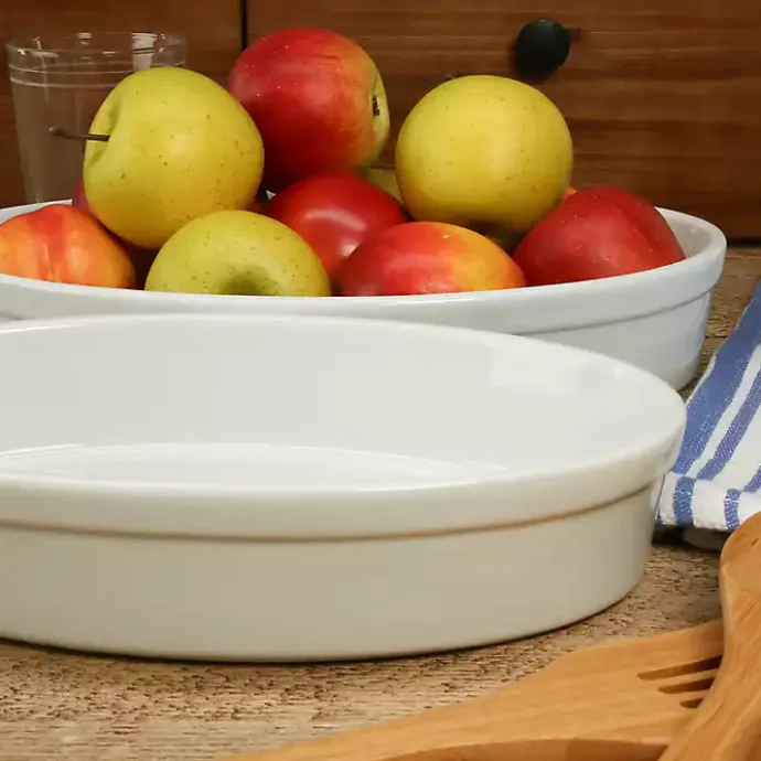 Kirklands Home Ceramic Oval Bakers, Set of 2 White