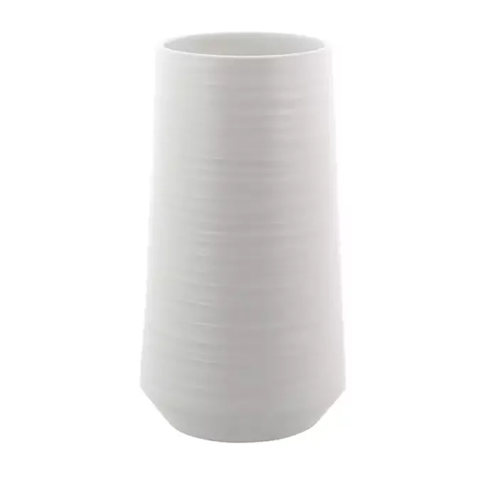 New Kirklands Home Ceramic Ribbed Vase, 12 in. White