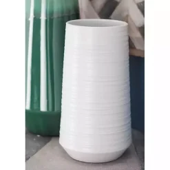 New Kirklands Home Ceramic Ribbed Vase, 12 in. White