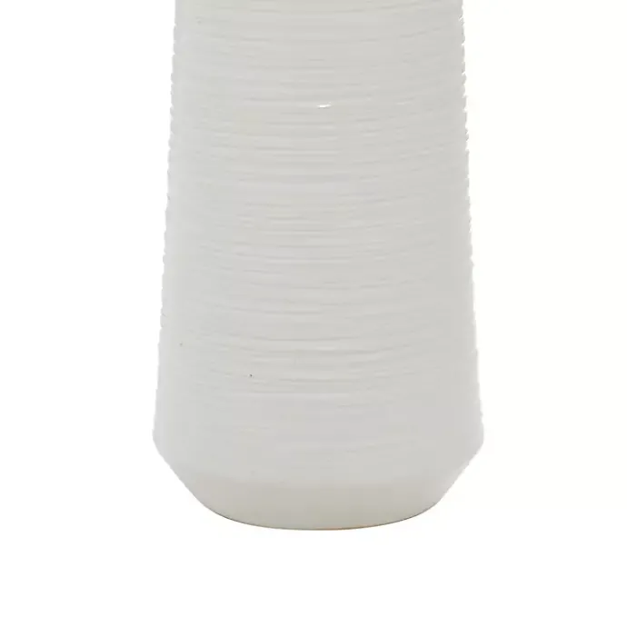New Kirklands Home Ceramic Ribbed Vase, 12 in. White