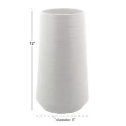 New Kirklands Home Ceramic Ribbed Vase, 12 in. White