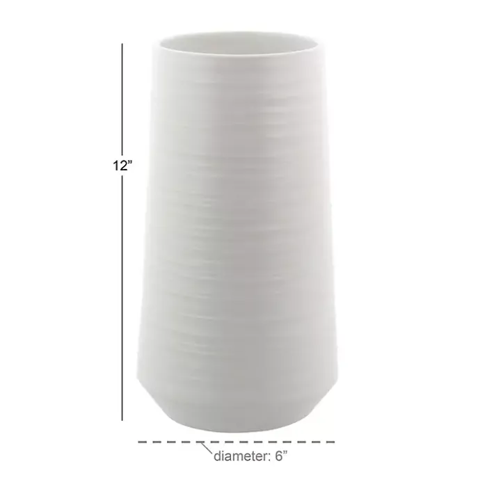 New Kirklands Home Ceramic Ribbed Vase, 12 in. White