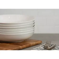Sale Kirklands Home Ceramic Round Dinner Bowls, Set of 6 White